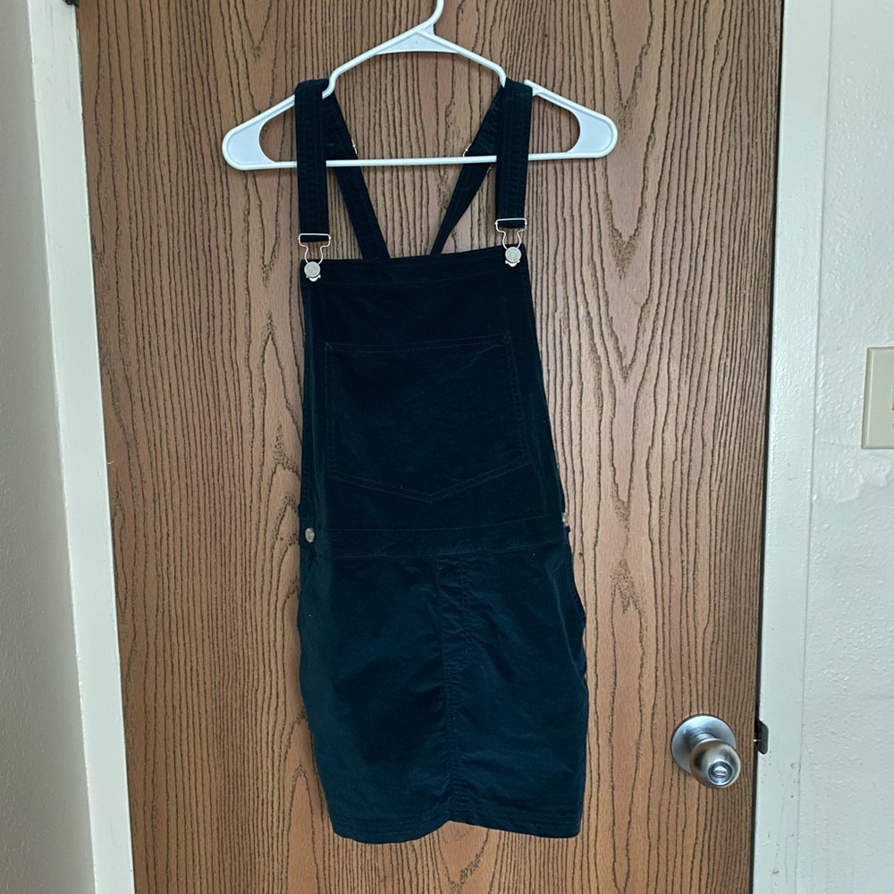 teal velvet overall dress